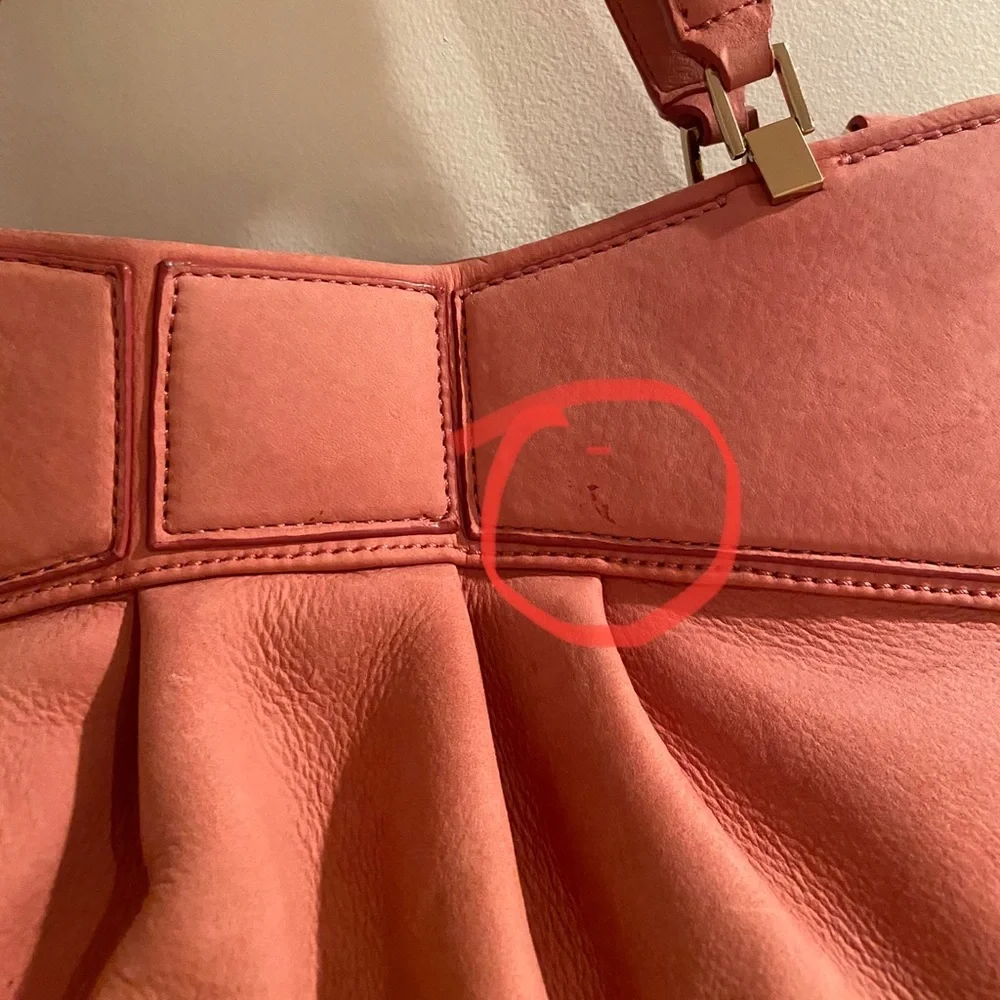Authentic Kate Spade Madison Ave Suede Bow Pink Peach Color Handbag Satchel